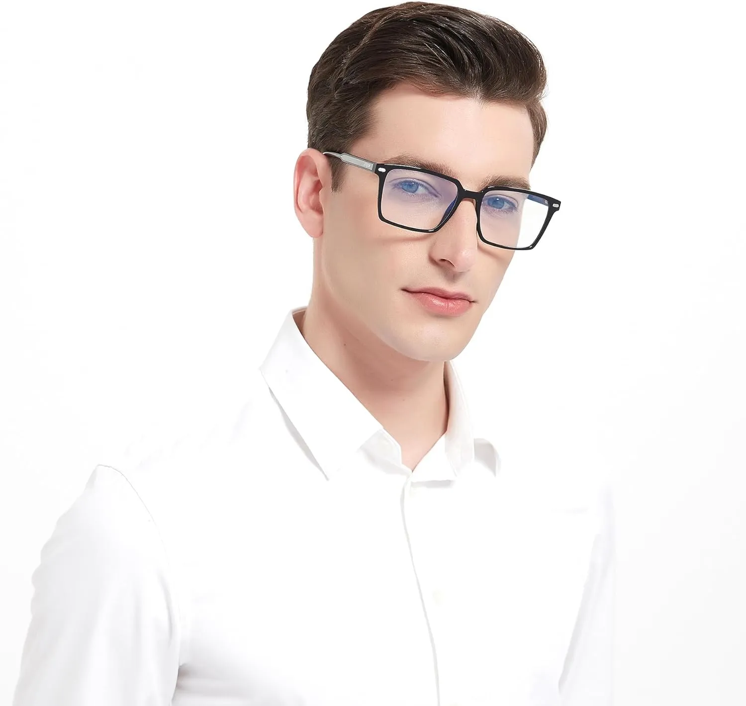Men's Blue Light Blocking Glasses, Fake Square Computer Screen Eyeglasses Anti Eyestrain & UV Glare RF6201
