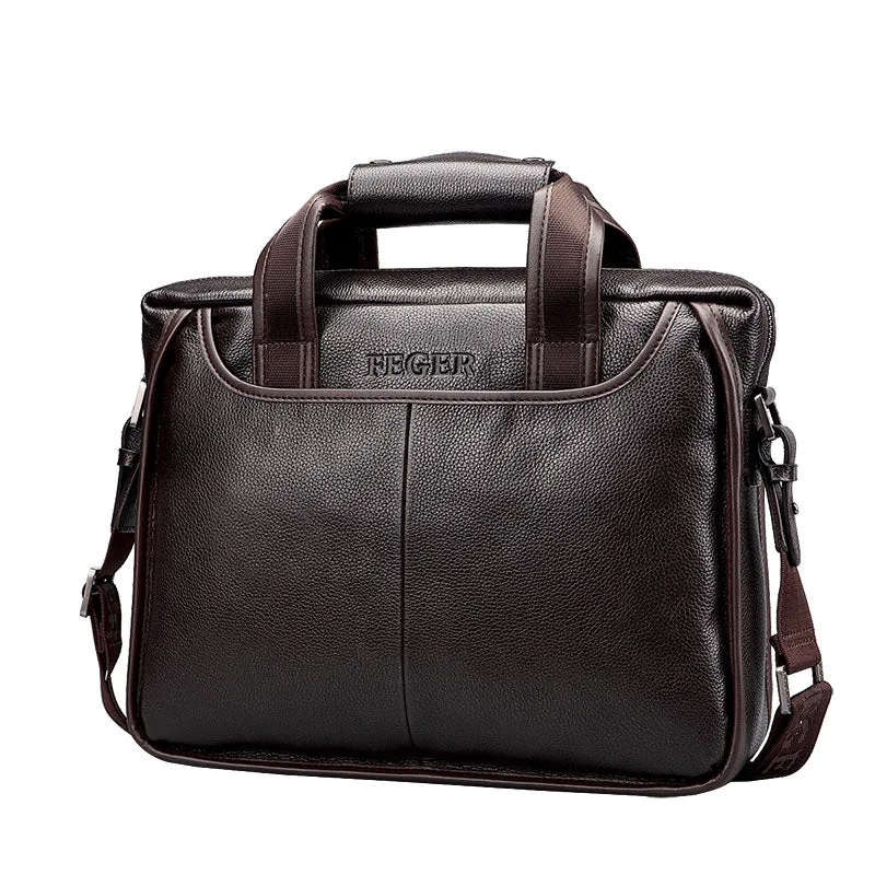 Men's Genuine Leather Shoulder Bag Brand Men Shoulder Bag Business Handbag Laptop Briefcase Male Crossbody Messenger Bags FEGER