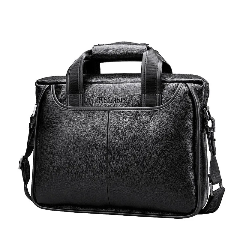 Men's Genuine Leather Shoulder Bag Brand Men Shoulder Bag Business Handbag Laptop Briefcase Male Crossbody Messenger Bags FEGER
