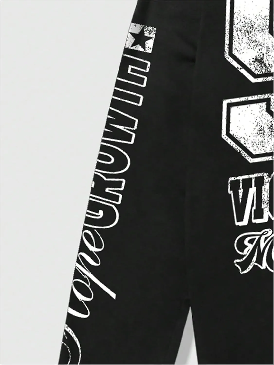 Men's Number Print Jersey Tops Graphic Tee Long Sleeve Crew Neck T-Shirt Streetwear
