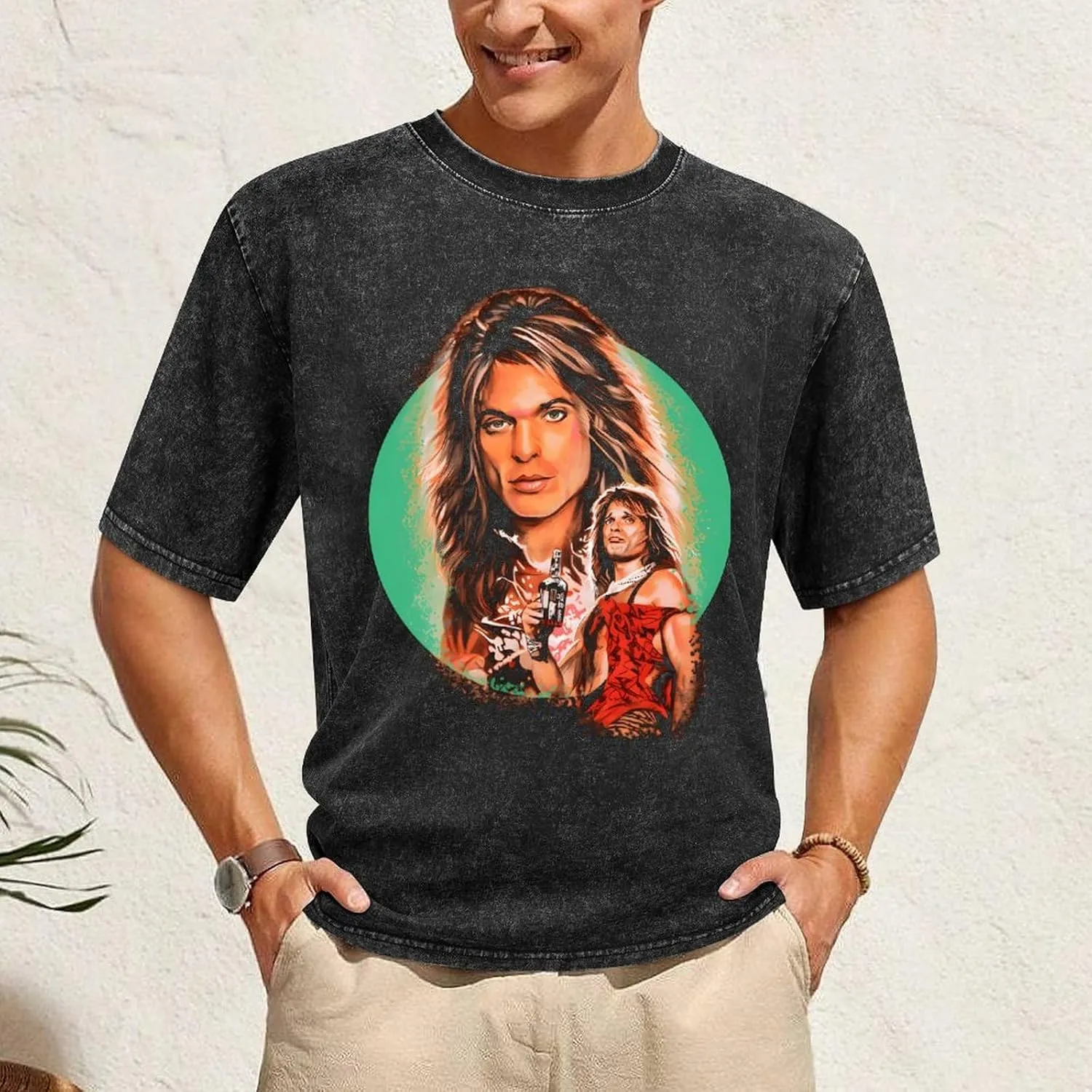Men's Rock Legend Graphic Print Statement Pullover Vibrant Print Crew Neck for Fans