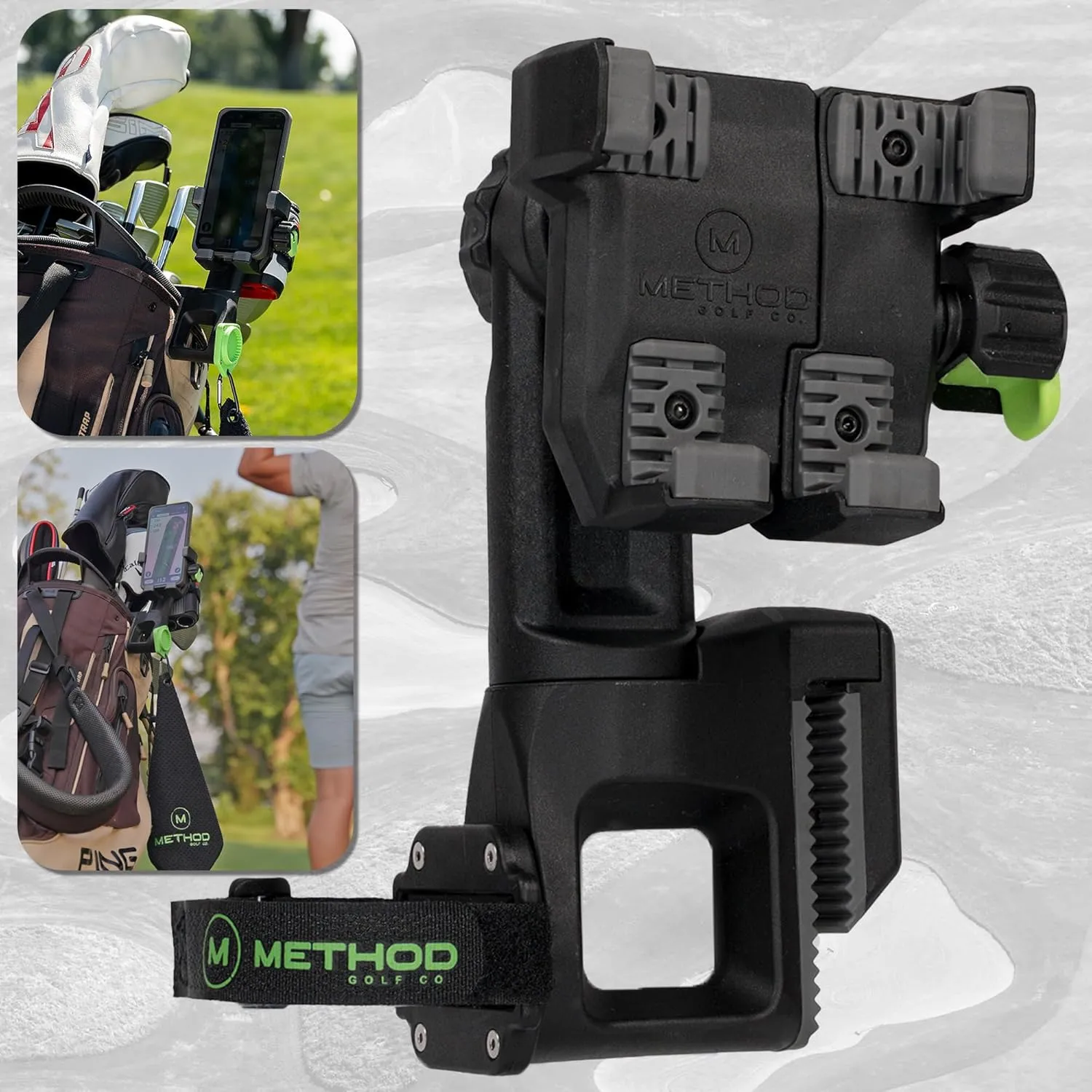 Method Golf, CarryStack Premium Magnetic Golf Bag Cell Phone Base with Magnetic Rangefinder Accessory Strap, Golf Accessory Utility Organizer