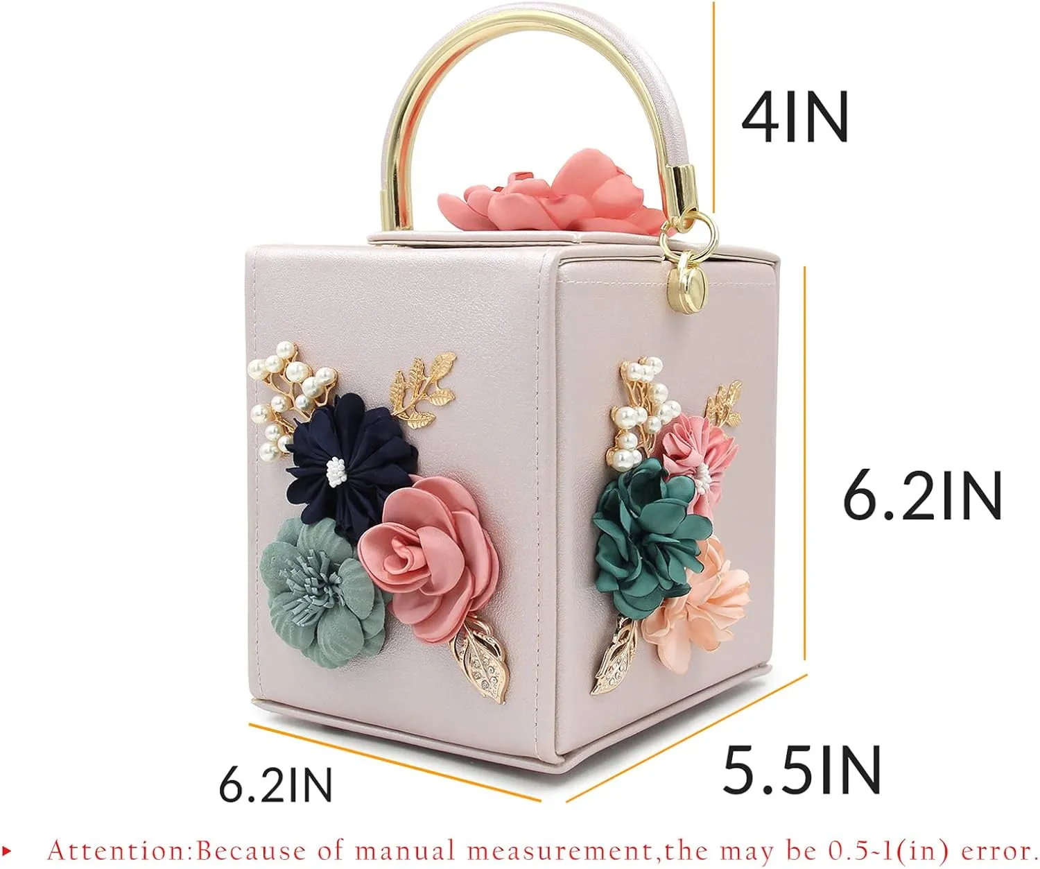 Milisente Evening Clutch Bag for Women Floral Square Box Evening Bags Crossbody Shoulder handBags Flower Wedding Clutch Purse