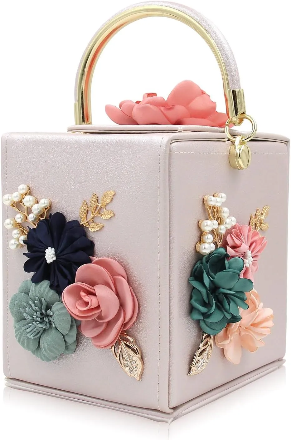 Milisente Evening Clutch Bag for Women Floral Square Box Evening Bags Crossbody Shoulder handBags Flower Wedding Clutch Purse