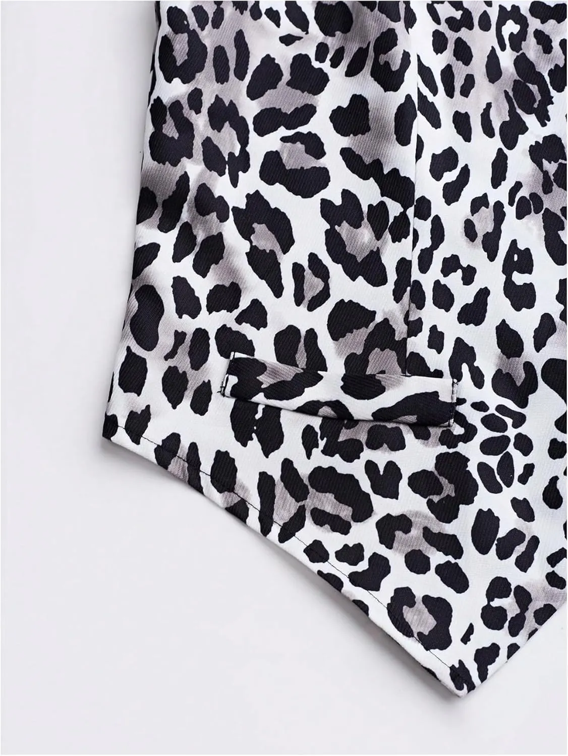 Milumia Women's Leopard Print Blazer Vest V Neck Sleeveless Button Down Jacket