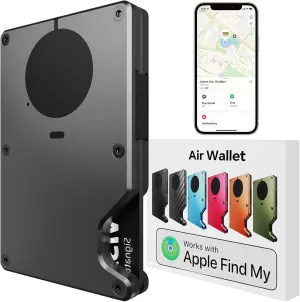 Minimalist Wallet with Built in Airtag Chip, RFID Blocking Credit Card Holder, Slim Wallet For Men, Compatible with Apple Find My iOS Only, Detachable Money Clip