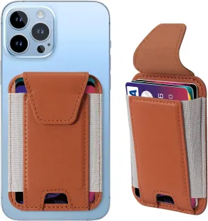 Miroddi for MagSafe Wallet with Privacy Flap Cover, Strong Magnetic Card Holder for iPhone 15/14/13/12 Models, Leather Magnetic Phone Wallet Fit 7 Cards, RFID Blocking, No More Falling, Brown