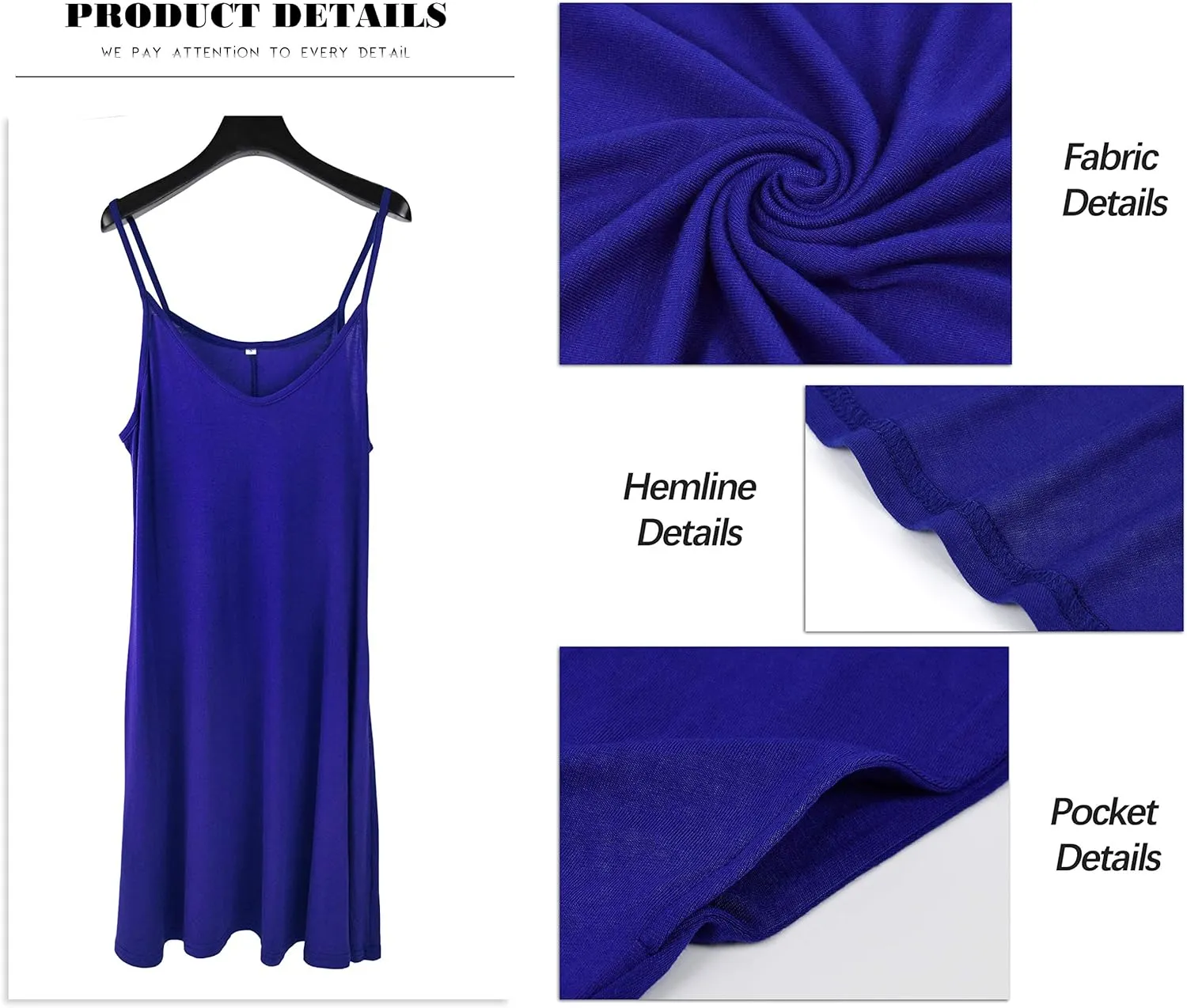 MISFAY Women's Summer Spaghetti Strap Casual Swing Tank Beach Cover Up Dress with Pockets