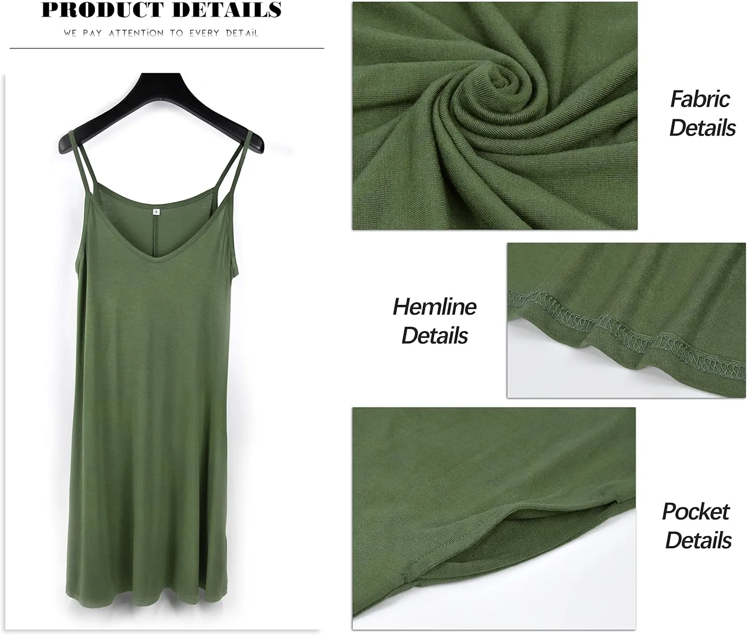 MISFAY Women's Summer Spaghetti Strap Casual Swing Tank Beach Cover Up Dress with Pockets