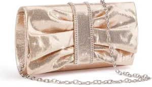 Missnine Clutch Purses for Women Bow Flap Evening Bag Wedding Formal Purse Sparkling Party Prom Cocktail Handbag
