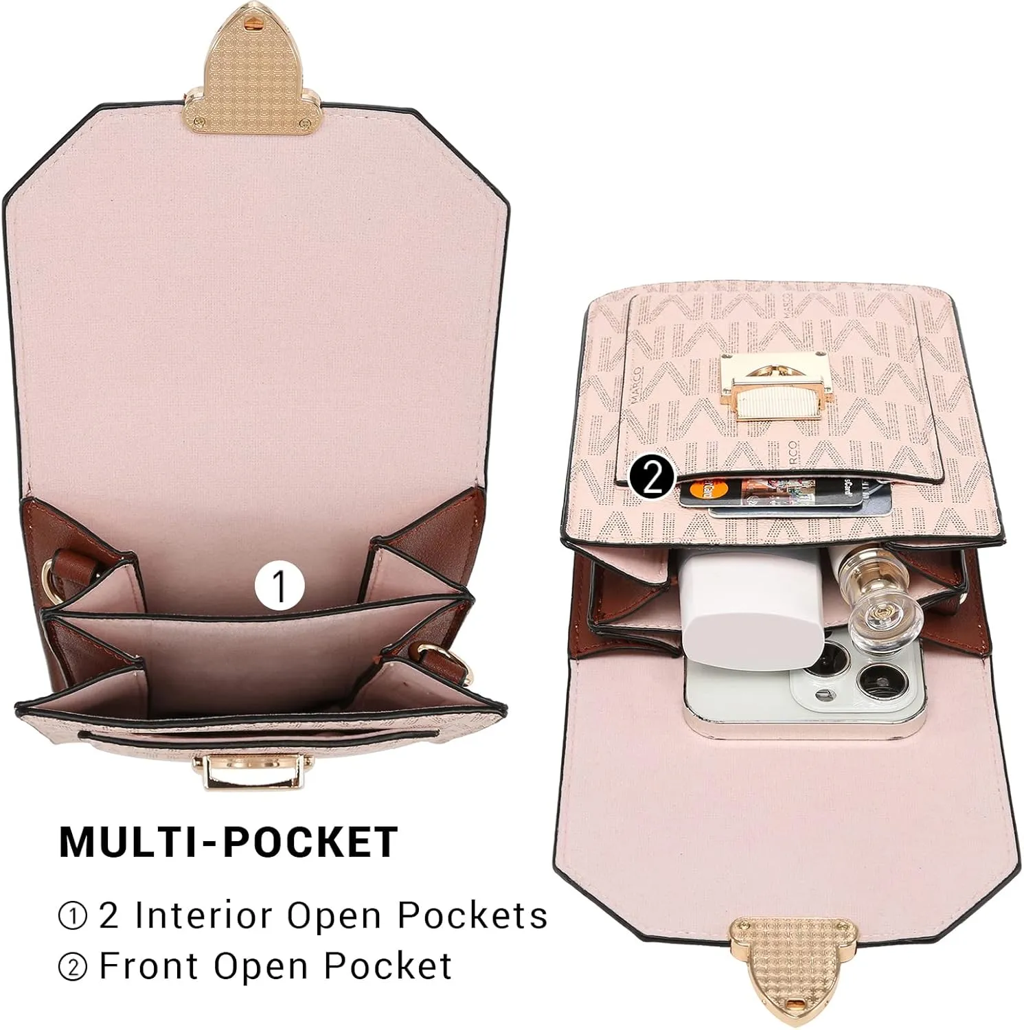 MKP Women Fashion Signature Lightweight Cute Small Crossbody Bags Cell Phone Purse Wallet Shoulder Bag With Snap Closure