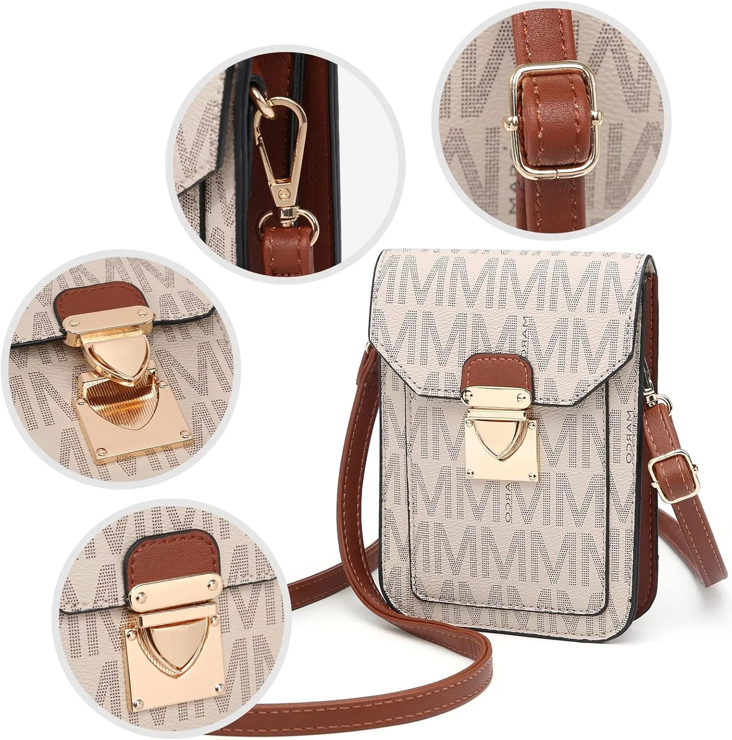MKP Women Fashion Signature Lightweight Cute Small Crossbody Bags Cell Phone Purse Wallet Shoulder Bag With Snap Closure