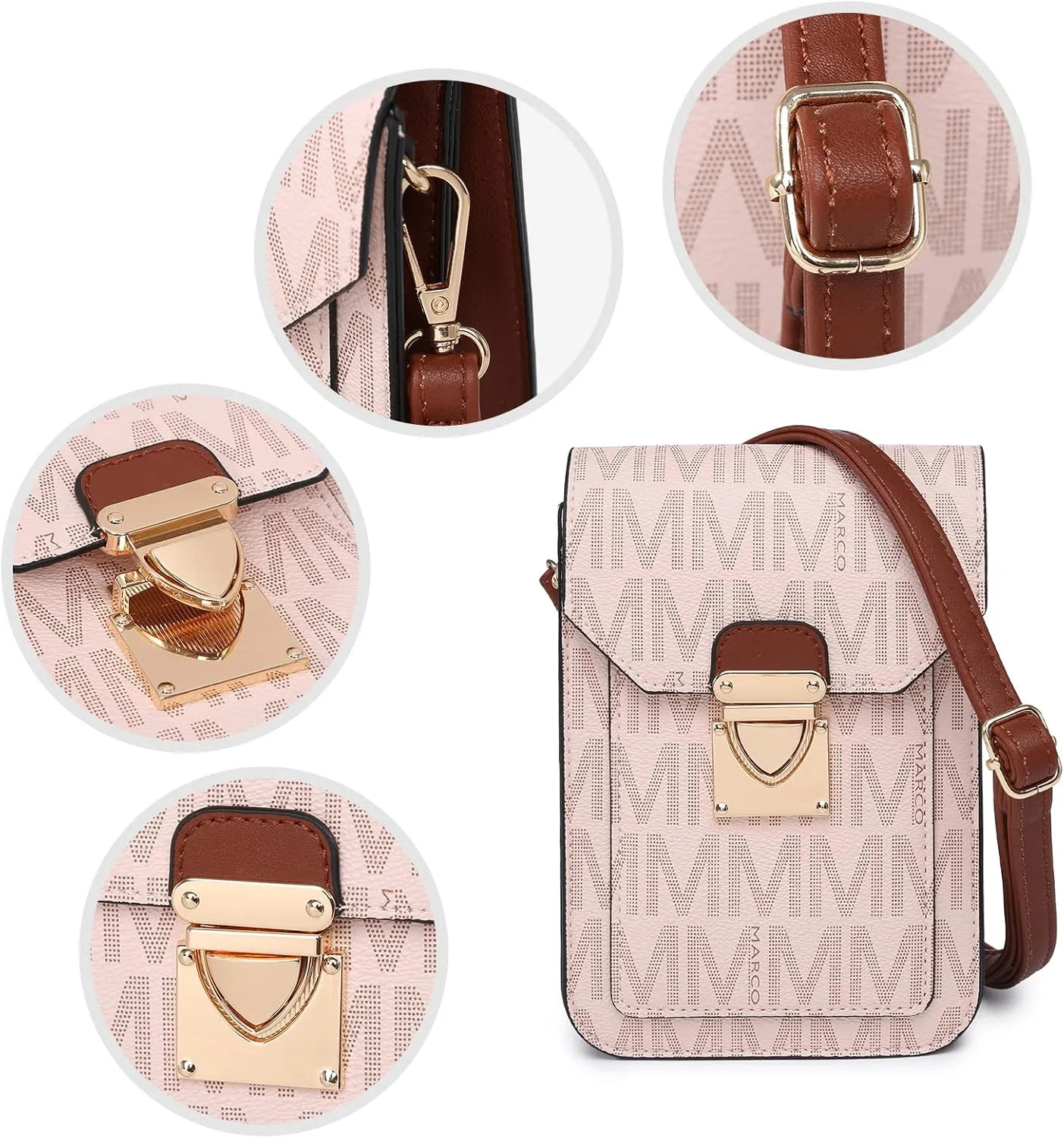 MKP Women Fashion Signature Lightweight Cute Small Crossbody Bags Cell Phone Purse Wallet Shoulder Bag With Snap Closure
