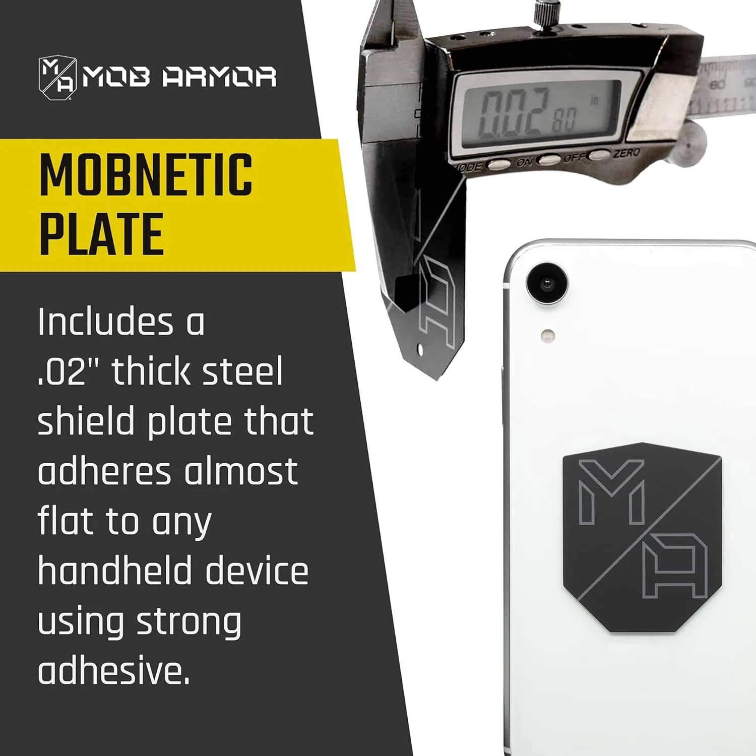 Mob Armor MobNetic Plate - Magnetic Phone Mounting Plate - 0.02inch Thick Metal - iPhone & Android Smartphone Compatible - 3M VHB Adhesive Cars Trucks Motorcycles & Extreme Sport Plate Magnet (6 Pack)