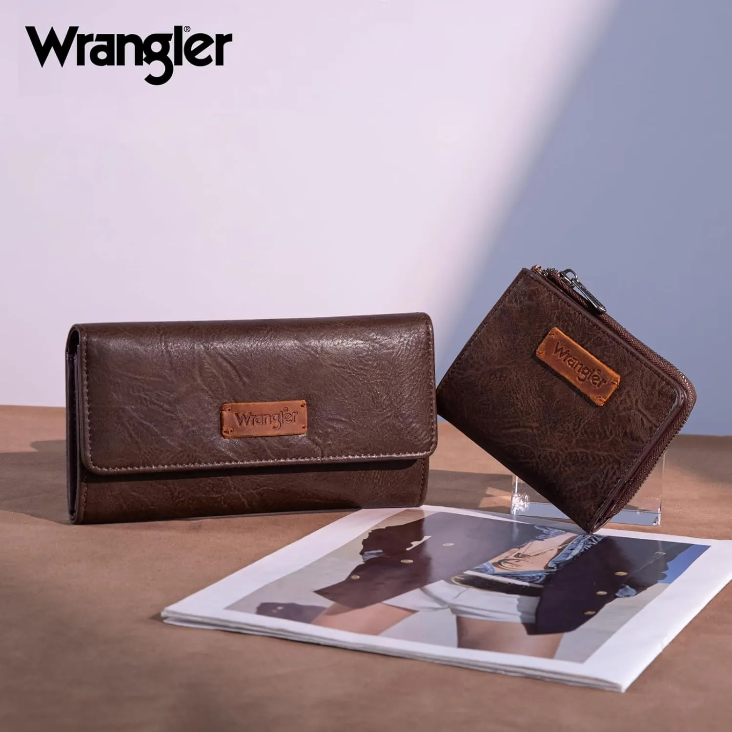 Montana West X Wrangler Women's Wallet Set RFID Wallet for Women Large Womens Wallet Woman Credit Card Wallet with ID Window Birthday Anniversary