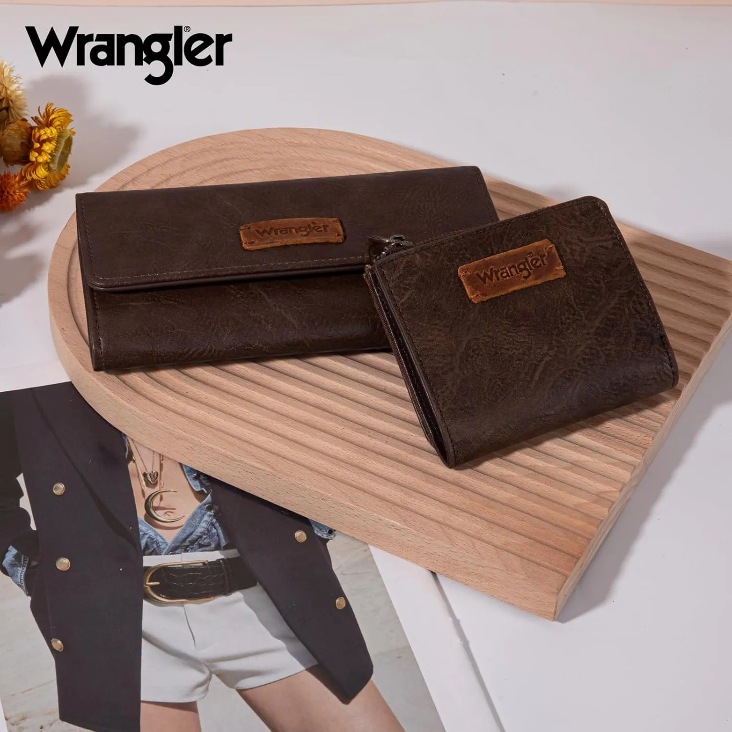 Montana West X Wrangler Women's Wallet Set RFID Wallet for Women Large Womens Wallet Woman Credit Card Wallet with ID Window Birthday Anniversary