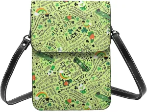 Mother's Day Floral Hearts Leather Crossbody Cell Phone Purse Small Wallet Bags Adjustable Phone Bag for Women
