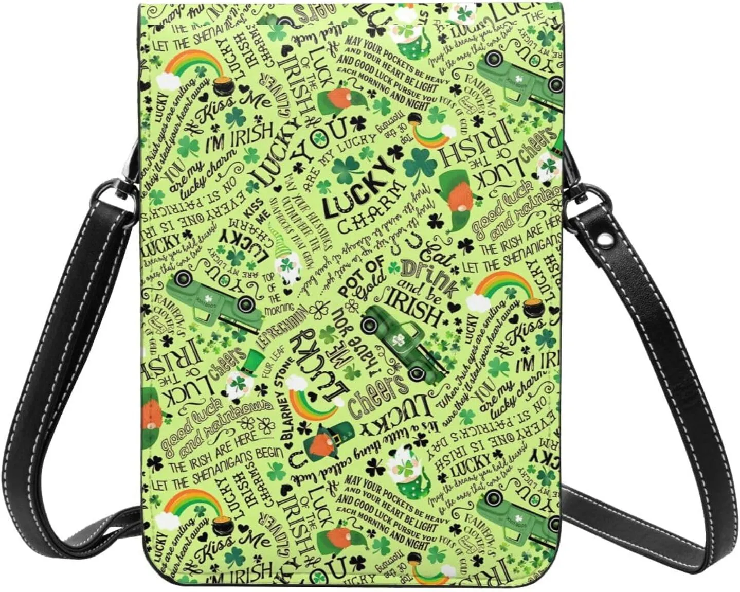 Mother's Day Floral Hearts Leather Crossbody Cell Phone Purse Small Wallet Bags Adjustable Phone Bag for Women