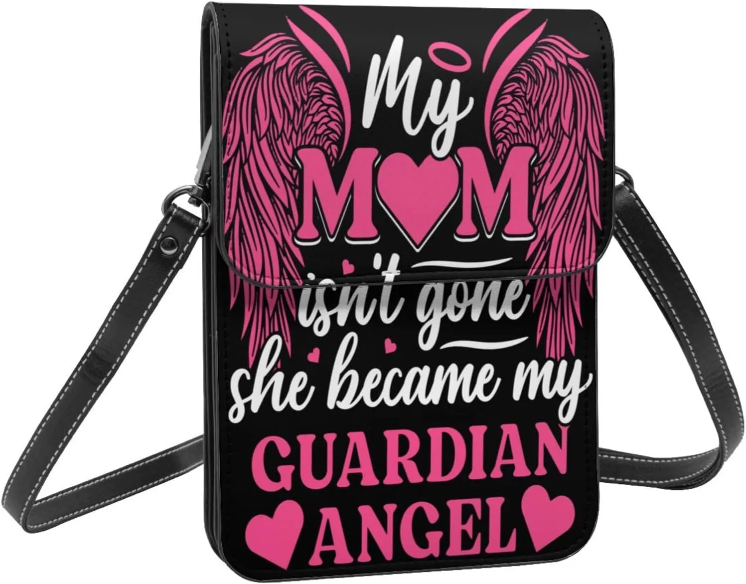 Mother's Day Floral Hearts Leather Crossbody Cell Phone Purse Small Wallet Bags Adjustable Phone Bag for Women