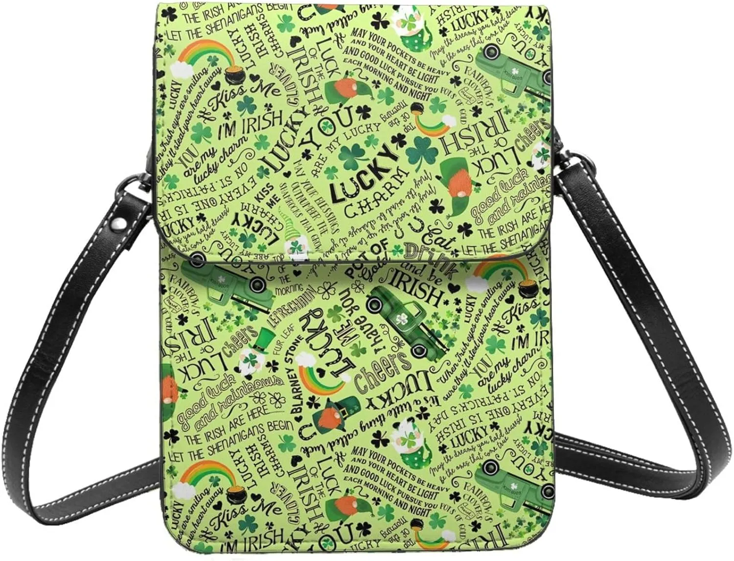 Mother's Day Floral Hearts Leather Crossbody Cell Phone Purse Small Wallet Bags Adjustable Phone Bag for Women