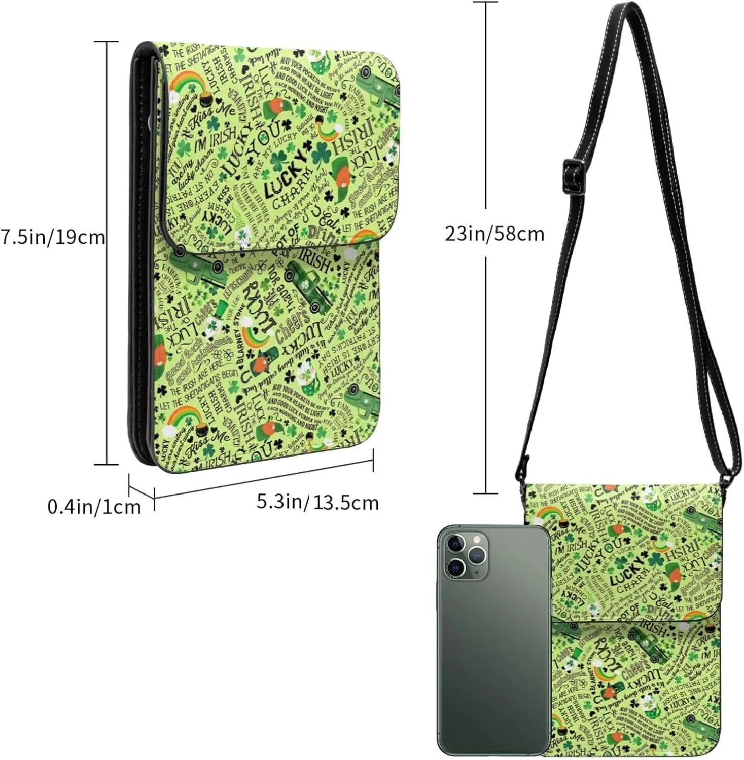 Mother's Day Floral Hearts Leather Crossbody Cell Phone Purse Small Wallet Bags Adjustable Phone Bag for Women