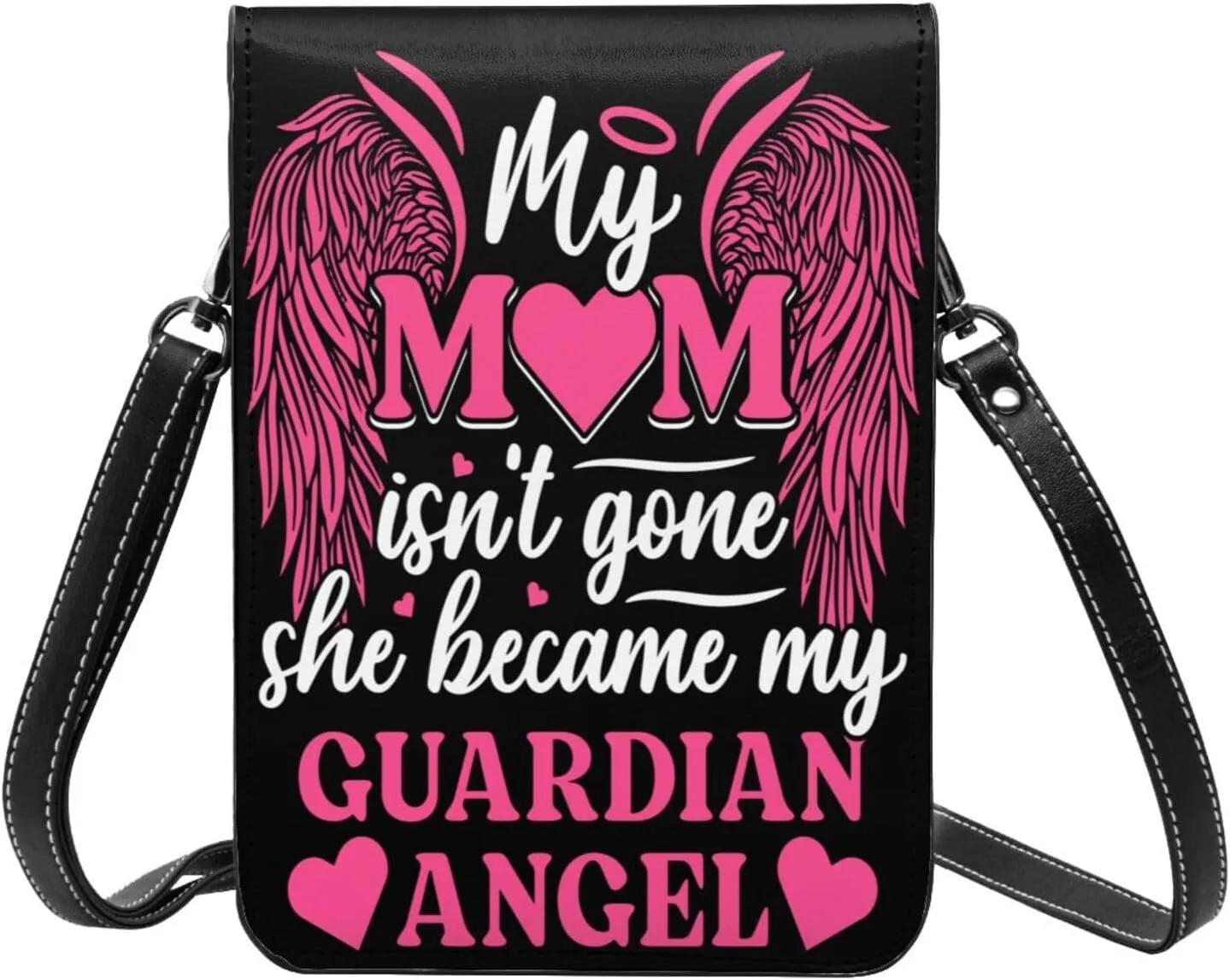 Mother's Day Floral Hearts Leather Crossbody Cell Phone Purse Small Wallet Bags Adjustable Phone Bag for Women