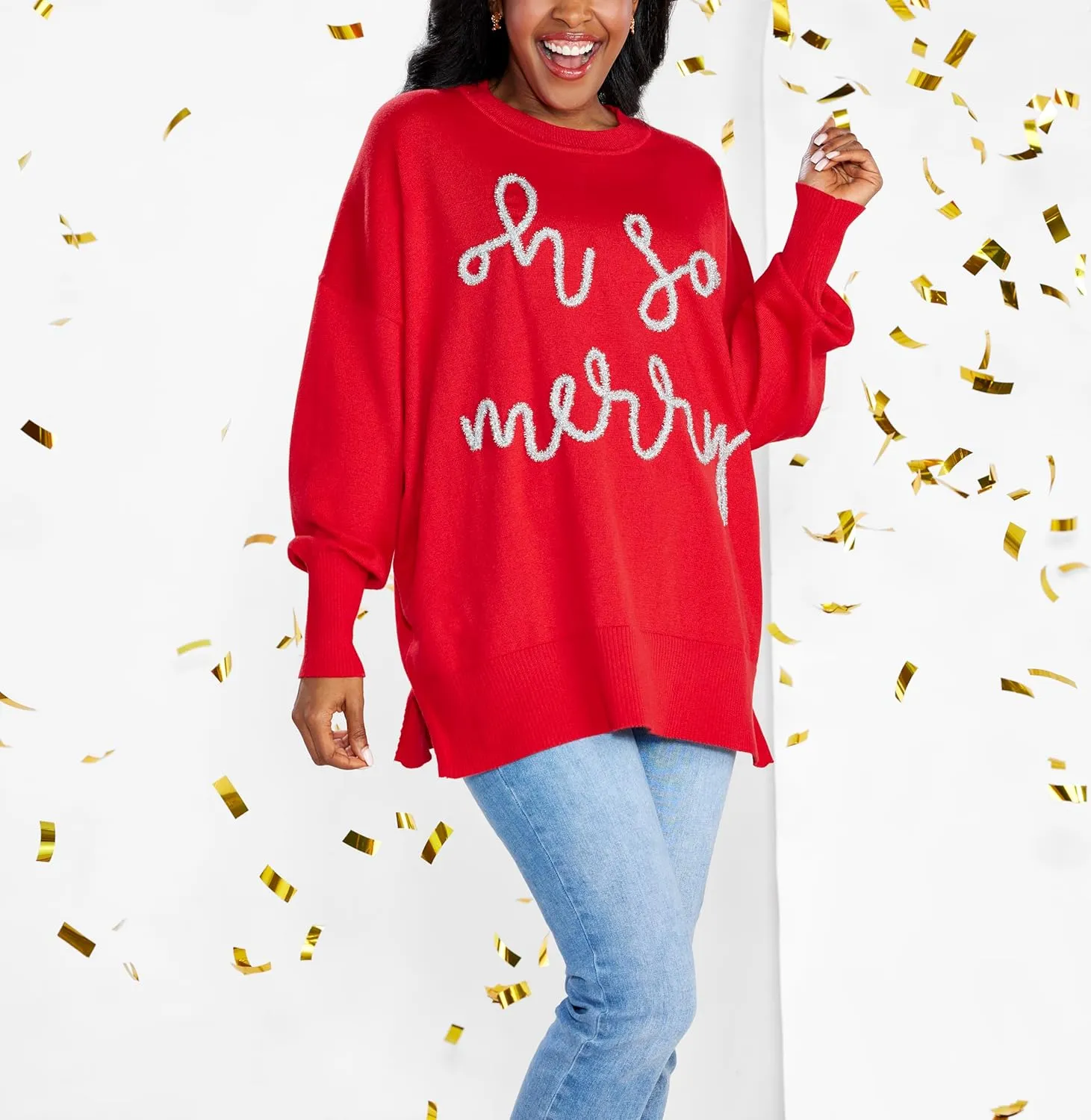 Mud Pie Women Sparkle Sweater