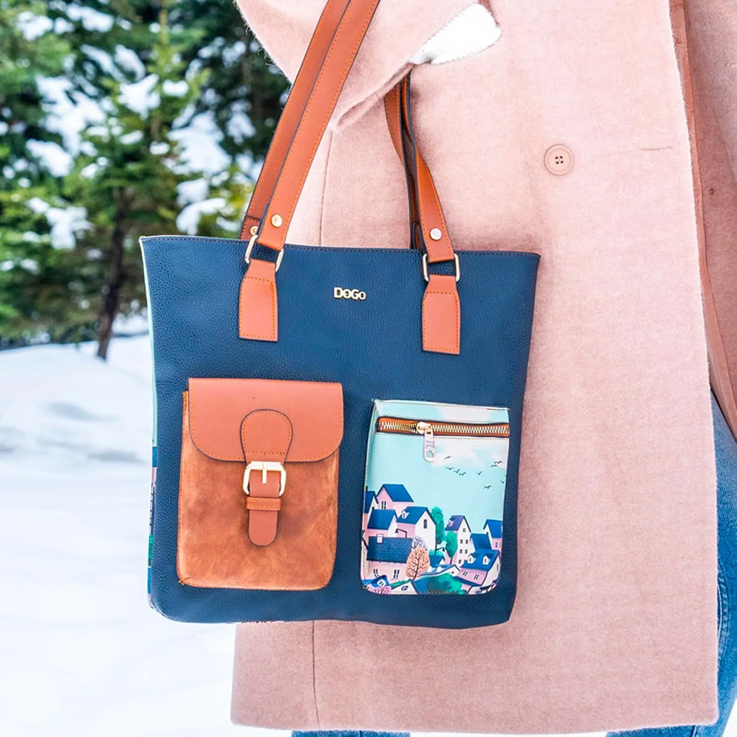 Multi Pocket Shoulder Bags for Women - Vegan Leather and Unique Design Handmade Womens Bags
