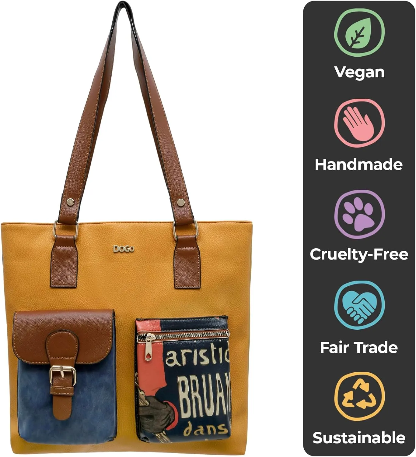Multi Pocket Shoulder Bags for Women - Vegan Leather and Unique Design Handmade Womens Bags