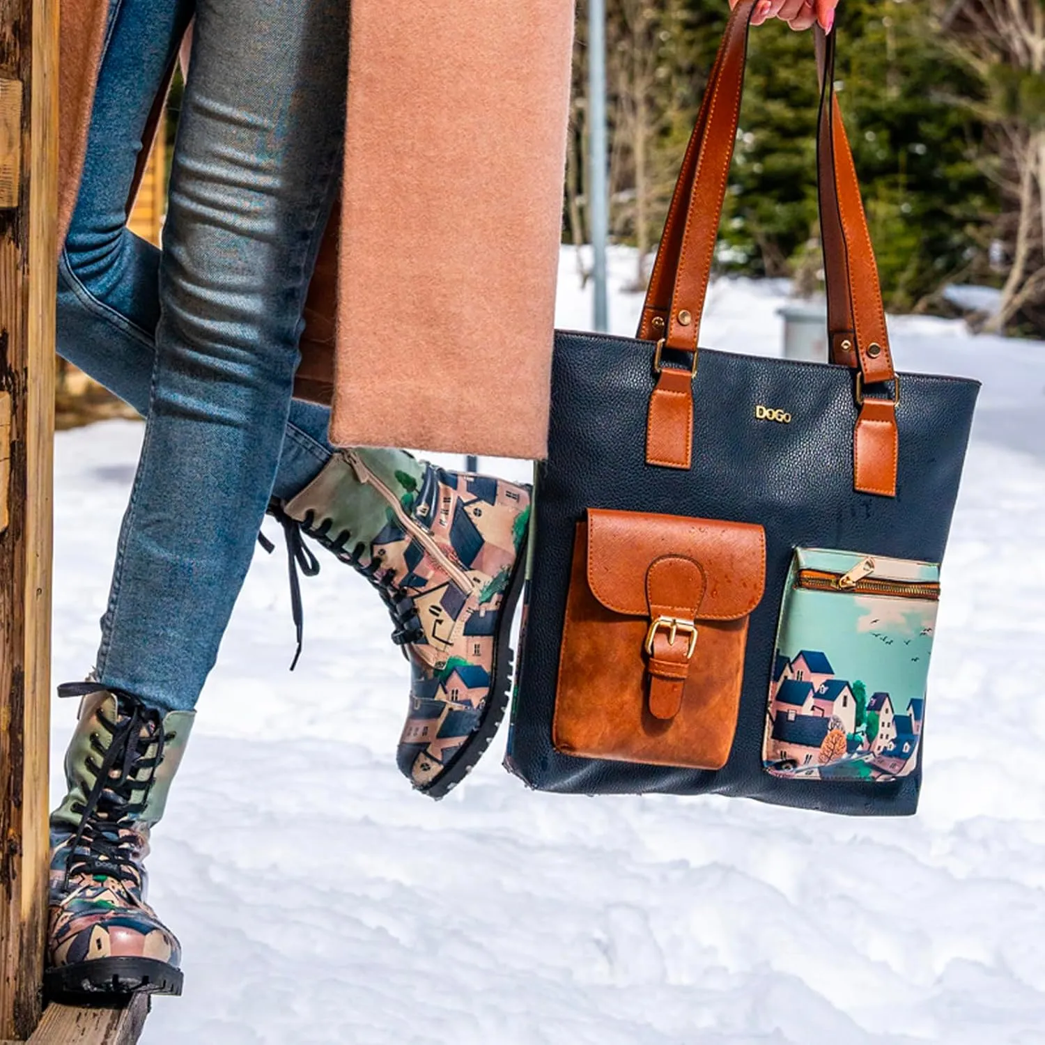 Multi Pocket Shoulder Bags for Women - Vegan Leather and Unique Design Handmade Womens Bags
