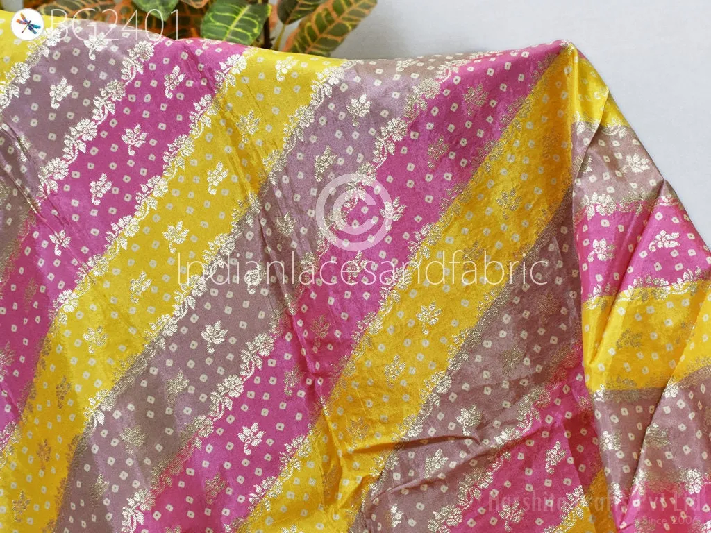 Multicolor Wedding Dresses Brocade by the yard Indian Banarasi Sewing Material Costumes DIY Crafting Draperies Cushions Pillowcases Skirts