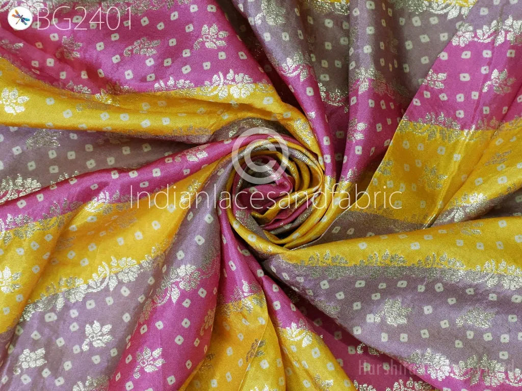 Multicolor Wedding Dresses Brocade by the yard Indian Banarasi Sewing Material Costumes DIY Crafting Draperies Cushions Pillowcases Skirts