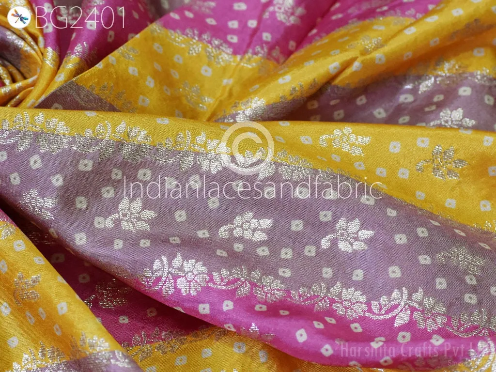 Multicolor Wedding Dresses Brocade by the yard Indian Banarasi Sewing Material Costumes DIY Crafting Draperies Cushions Pillowcases Skirts