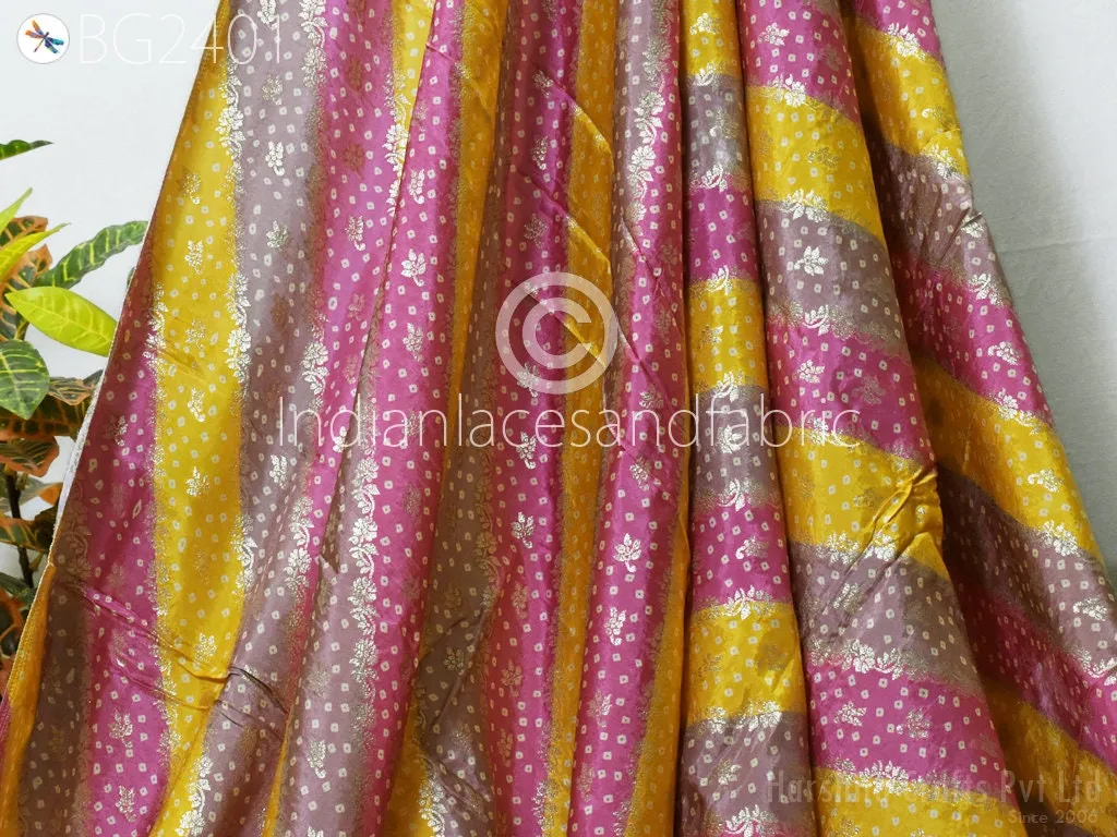 Multicolor Wedding Dresses Brocade by the yard Indian Banarasi Sewing Material Costumes DIY Crafting Draperies Cushions Pillowcases Skirts