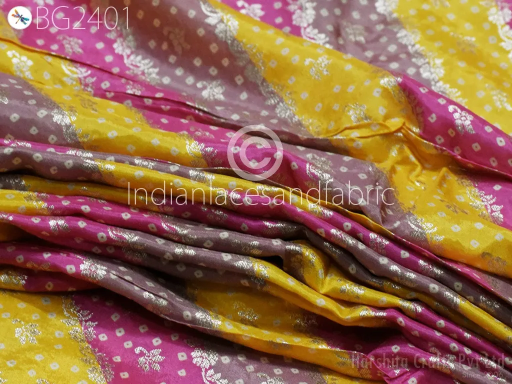 Multicolor Wedding Dresses Brocade by the yard Indian Banarasi Sewing Material Costumes DIY Crafting Draperies Cushions Pillowcases Skirts