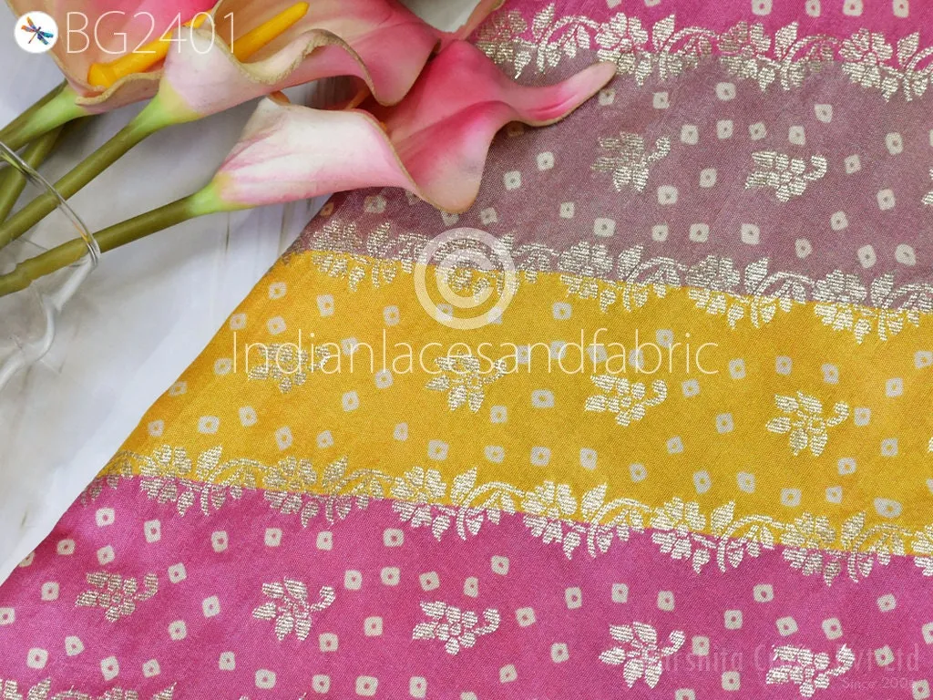 Multicolor Wedding Dresses Brocade by the yard Indian Banarasi Sewing Material Costumes DIY Crafting Draperies Cushions Pillowcases Skirts
