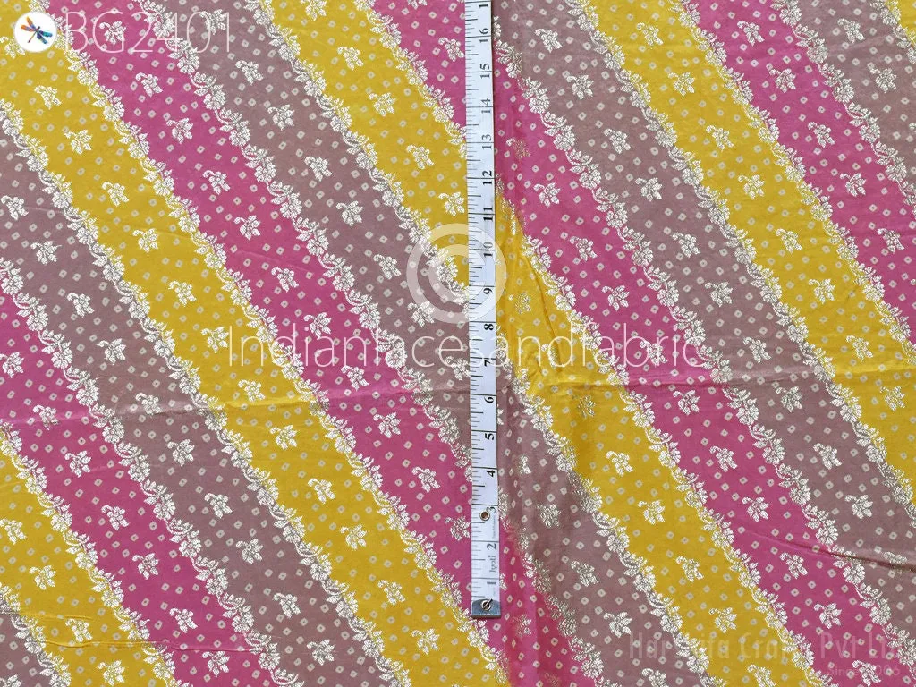 Multicolor Wedding Dresses Brocade by the yard Indian Banarasi Sewing Material Costumes DIY Crafting Draperies Cushions Pillowcases Skirts