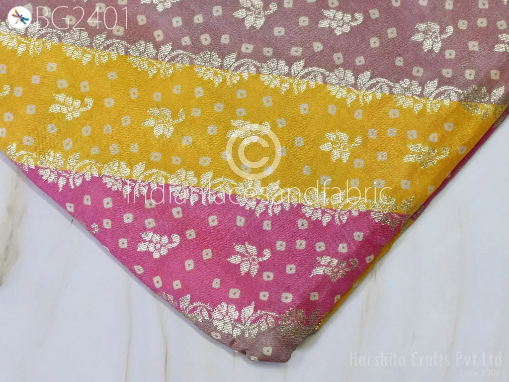 Multicolor Wedding Dresses Brocade by the yard Indian Banarasi Sewing Material Costumes DIY Crafting Draperies Cushions Pillowcases Skirts