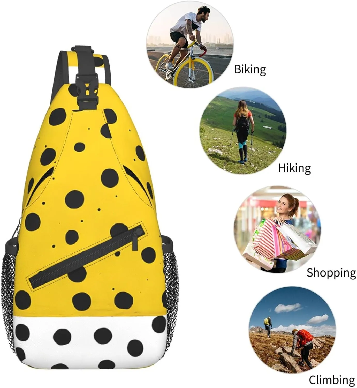 Mustard Yellow And Black Print Cross Chest Bag Diagonally Durable & Comfortable For Travel And Daily Use