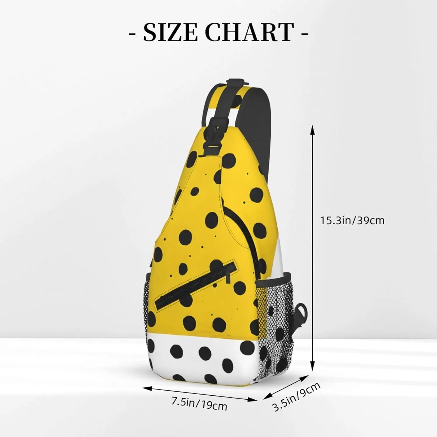 Mustard Yellow And Black Print Cross Chest Bag Diagonally Durable & Comfortable For Travel And Daily Use