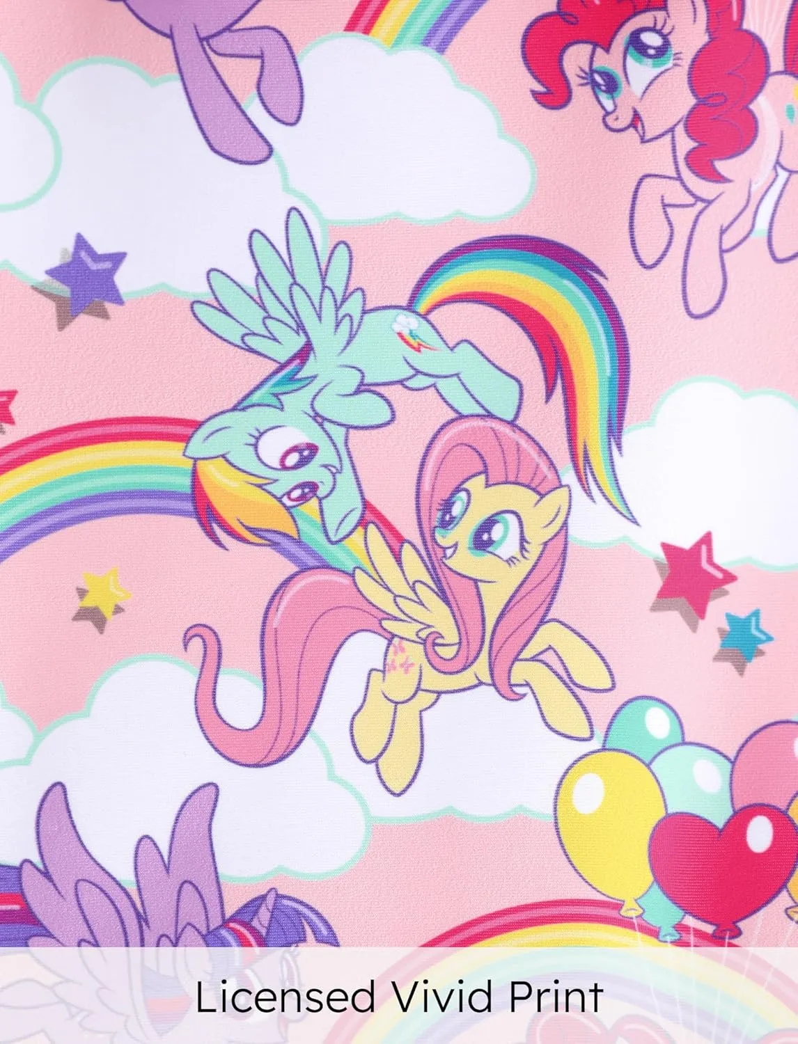 My Little Pony One Piece Swimsuit Pony Print Off-Shoulder Ruffle Summer Swimwear Beach Pool Kids one‑Piece Pink 2‑9 Years