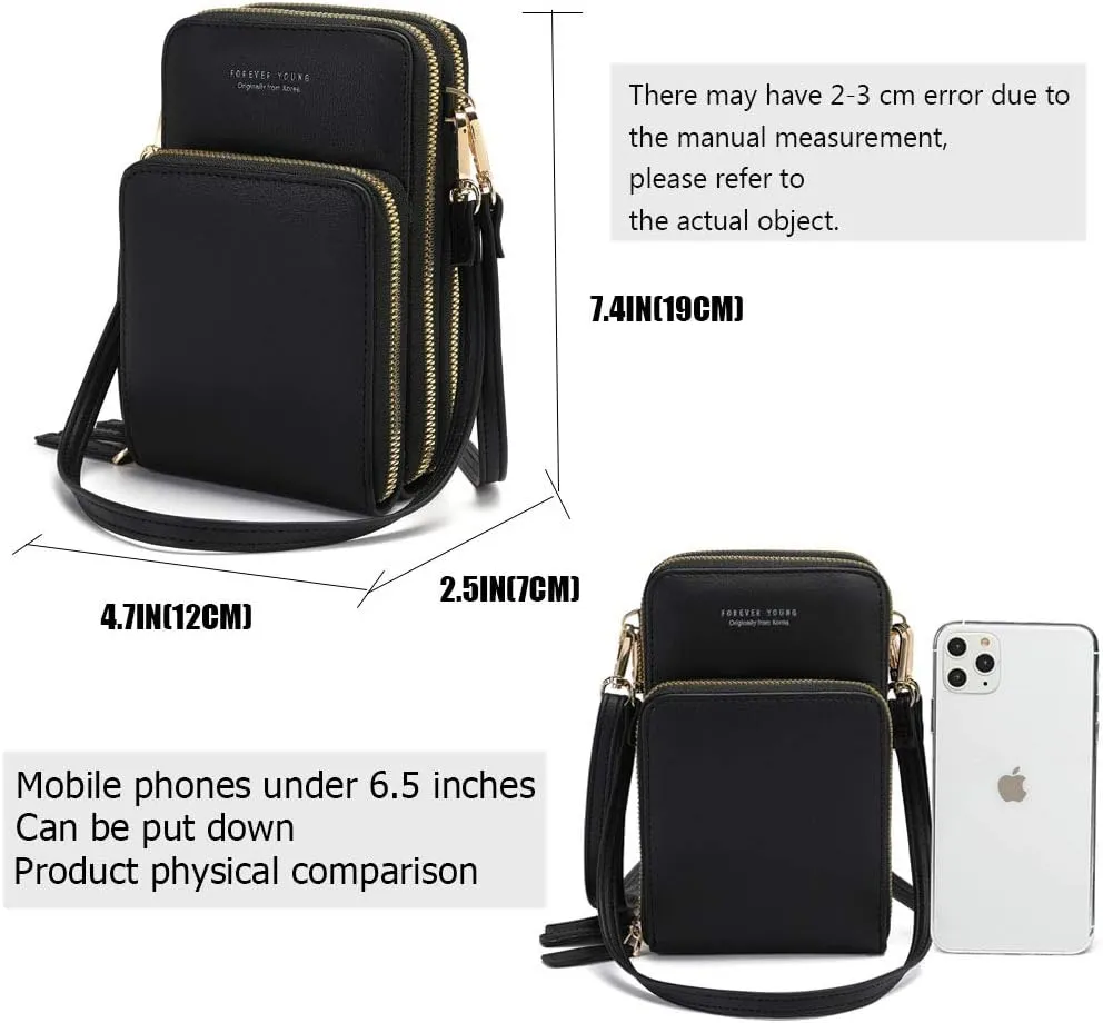 myfriday Touch Screen Crossbody Phone Purse for Women, Rfid Blocking Small Cellphone Shoulder Purse with 2 Adjustable Strap