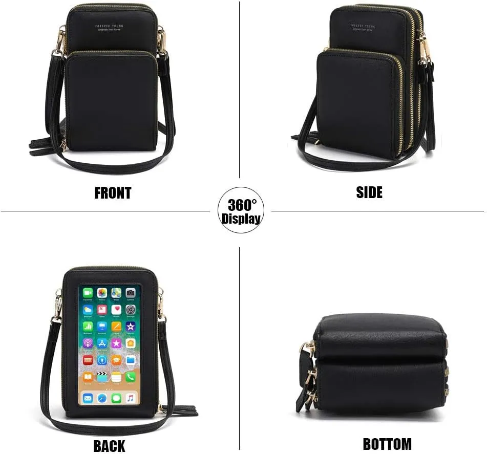 myfriday Touch Screen Crossbody Phone Purse for Women, Rfid Blocking Small Cellphone Shoulder Purse with 2 Adjustable Strap