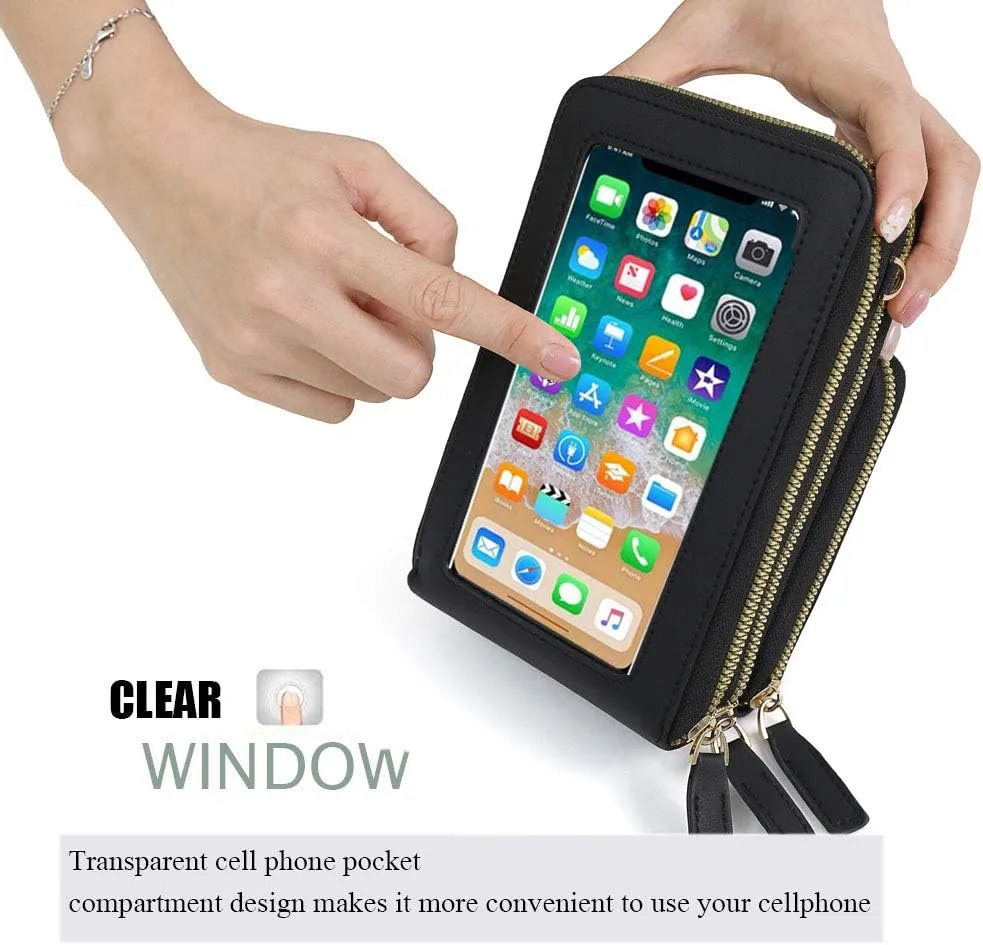 myfriday Touch Screen Crossbody Phone Purse for Women, Rfid Blocking Small Cellphone Shoulder Purse with 2 Adjustable Strap