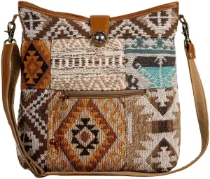 Myra Bag Shoulder Bag for Women - Western Upcycled Canvas & Leather Crossbody Bag Sand
