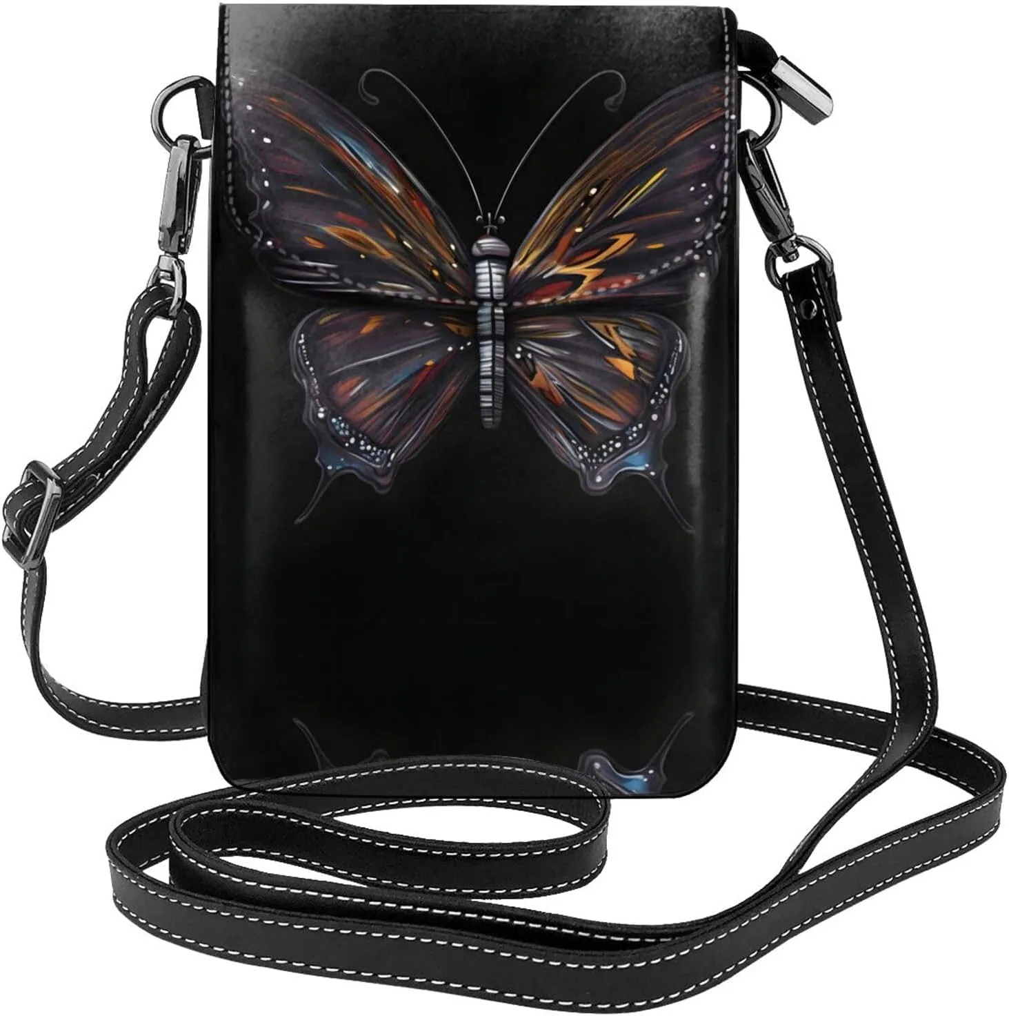 Mystery Butterfly Small Phone Wallet - Versatile everyday shoulder and crossbody bag with adjustable strap and card slots