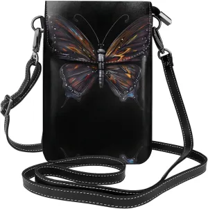 Mystery Butterfly Small Phone Wallet - Versatile everyday shoulder and crossbody bag with adjustable strap and card slots