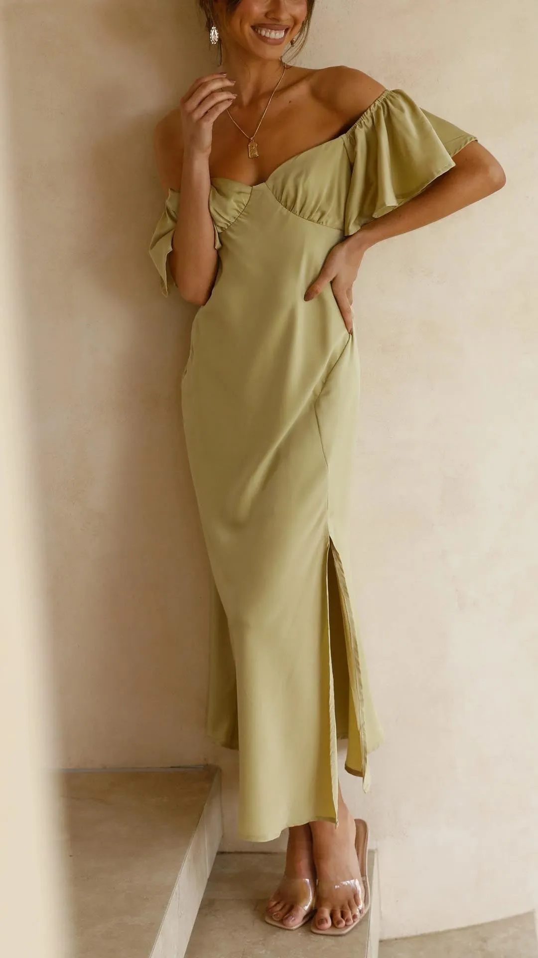 Nalani | Butterfly Sleeve Off-Shoulder Maxi Dress