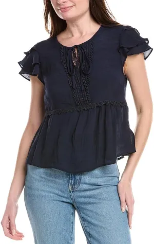 Nanette Nanette Lepore Womens Blouse, XL, Blue