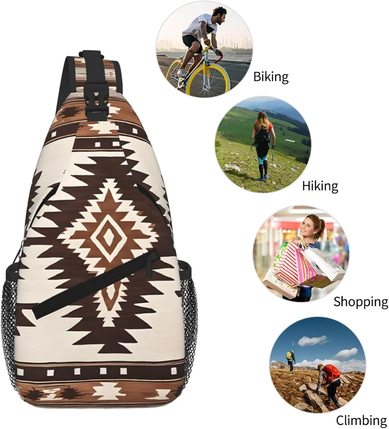 Native Print Cross Chest Bag Diagonally For Short-Distance Travel And Daily Use